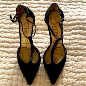 Same Edelman calf hair and suede pumps